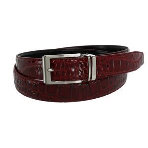 CTM Big & Tall Leather Croc Print Dress Belt with Clamp On Buckle